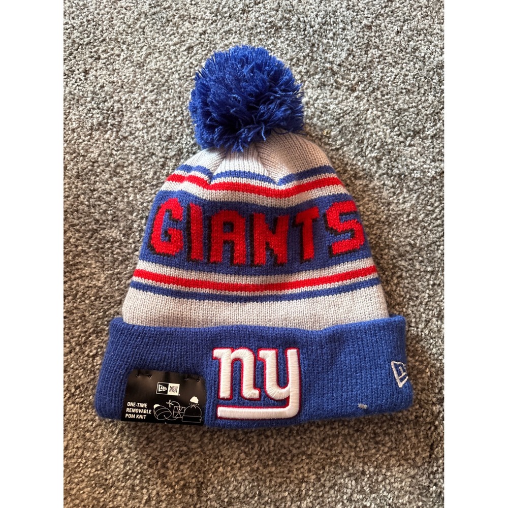 New Era NY Giants NFL Knit Beanie Hat with‎ Pom Removable One Time